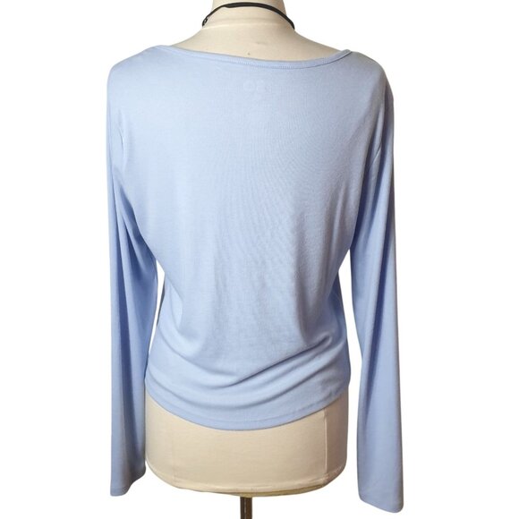 SO Womens Long Sleeve Crop XXL Light Blue Square Neck Chic Top So Soft Cottage - Picture 3 of 6